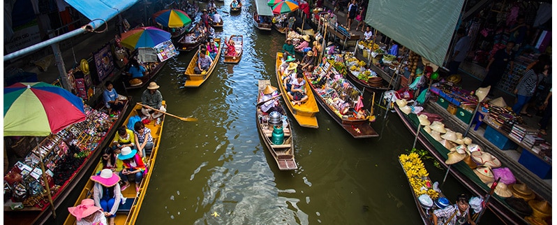 Las curiosidades del mundo el mercado flotante de Damnoen Saduak